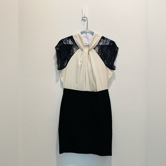 Elegant Black and Cream Lace Dress - Picture 2 of 8